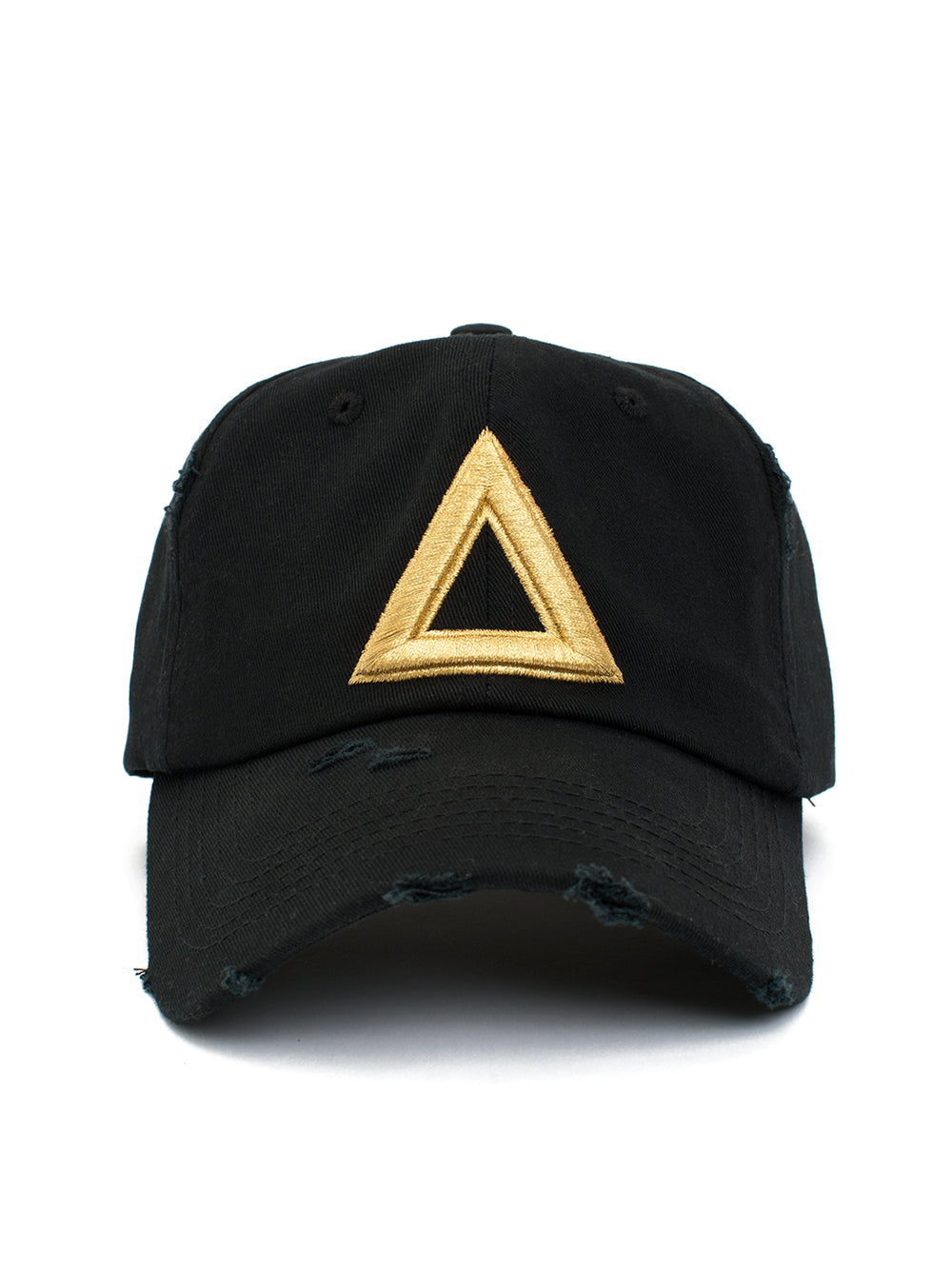 Distress Dad hat Black - Gold Tri - Triangulo Swag