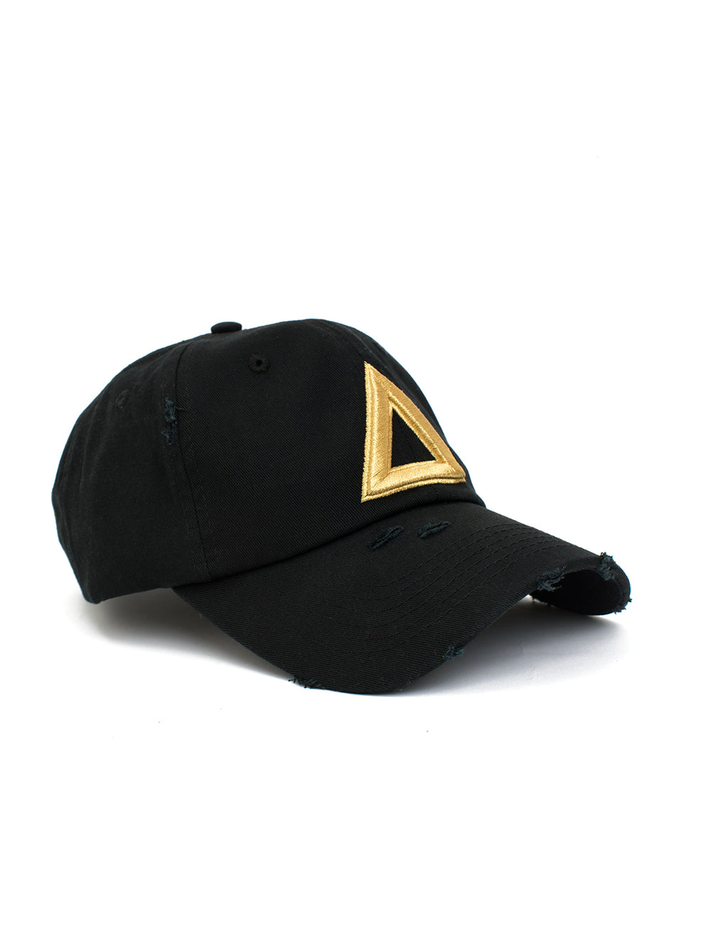 Distress Dad hat Black - Gold Tri - Triangulo Swag