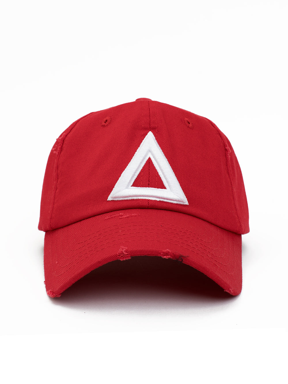distress dad hat Red - white tri - Triangulo Swag