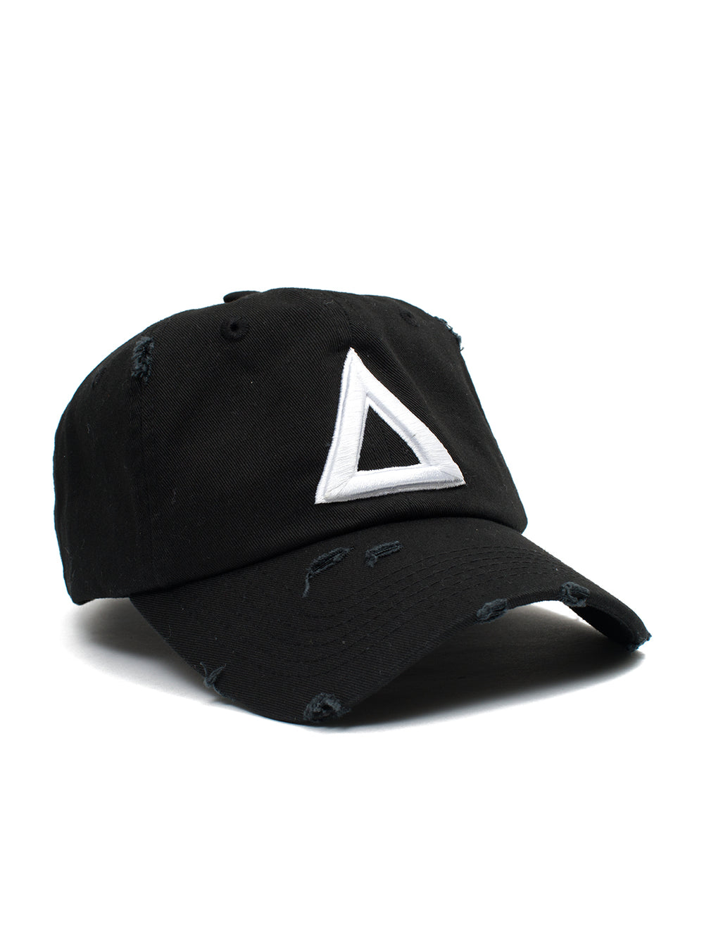 DISTRESS DAD HAT BLACK -WHITE TRI - Triangulo Swag