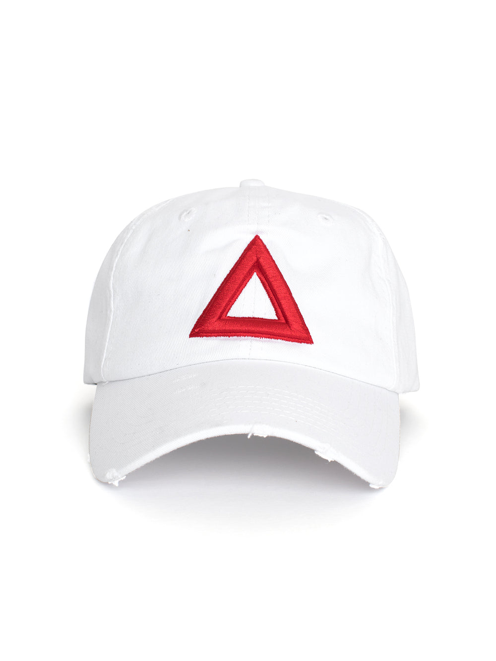 DISTRESS DAD HAT WHITE  - RED TRI - Triangulo Swag