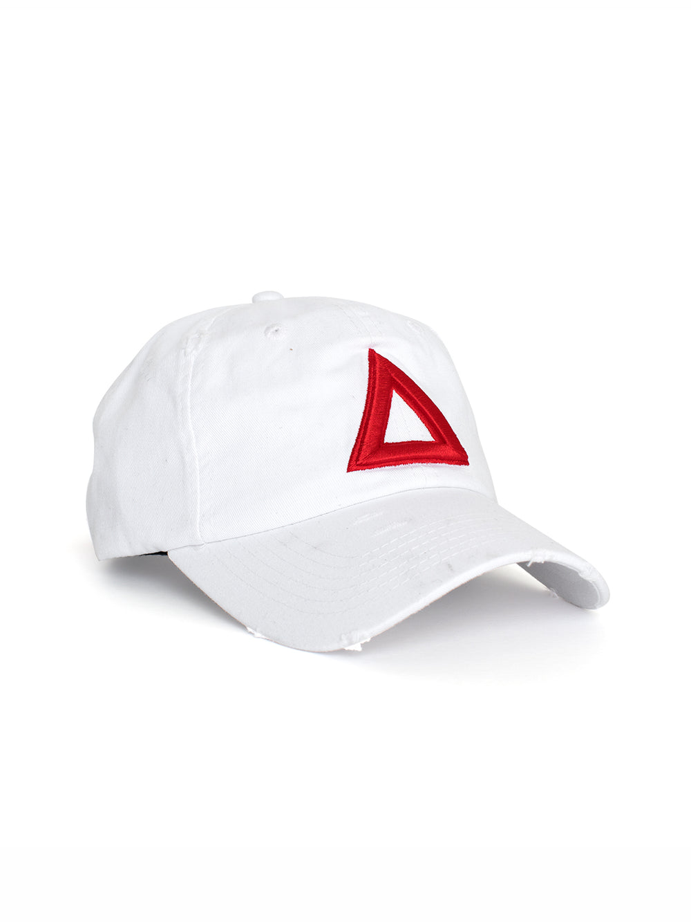 DISTRESS DAD HAT WHITE  - RED TRI - Triangulo Swag