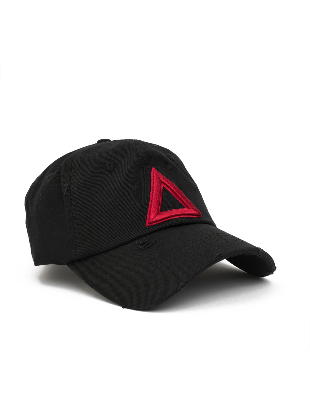 DISTRESS DAD HAT BLACK - Red TRI - Triangulo Swag
